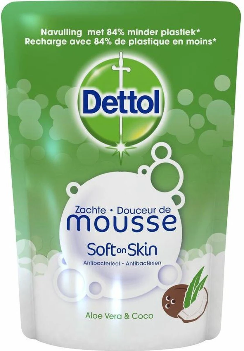 Dettol Handzeep Zachte Mousse - Antibacterieel - Navulling Magic Foam - Aloe Vera & Coco - 200 Ml 3 Dettol Handzeep Zachte Mousse - Antibacterieel - Navulling Magic Foam - Aloe Vera & Coco - 200 Ml