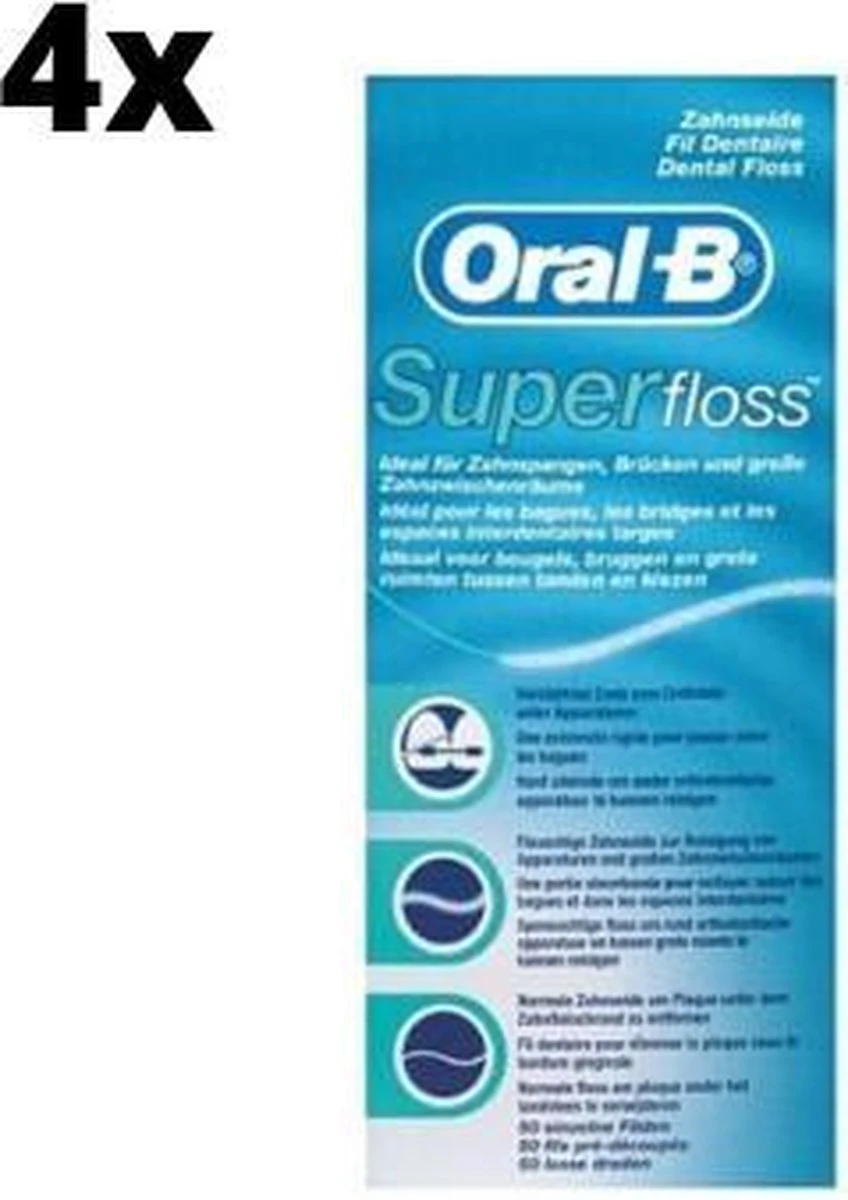 Oral B Oral-B Superfloss - 4 X 50 Stuks - Flosdraad 3 Oral B Oral-B Superfloss - 4 X 50 Stuks - Flosdraad