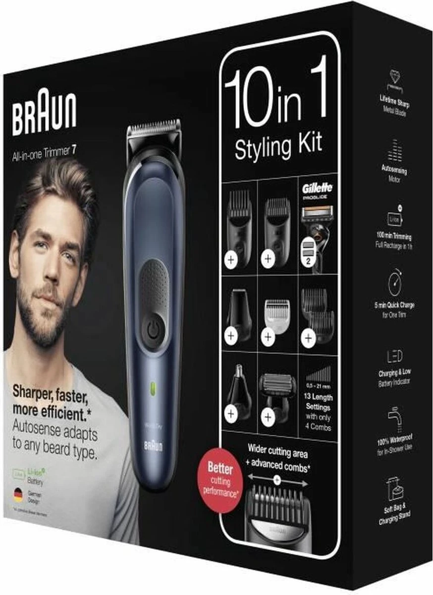 Braun Multigroomer 7 MGK7330 - 10in1 Trimmer Voor Mannen - Baard + Haar 12 Braun Multigroomer 7 MGK7330 - 10in1 Trimmer Voor Mannen - Baard + Haar - Afbeelding 10