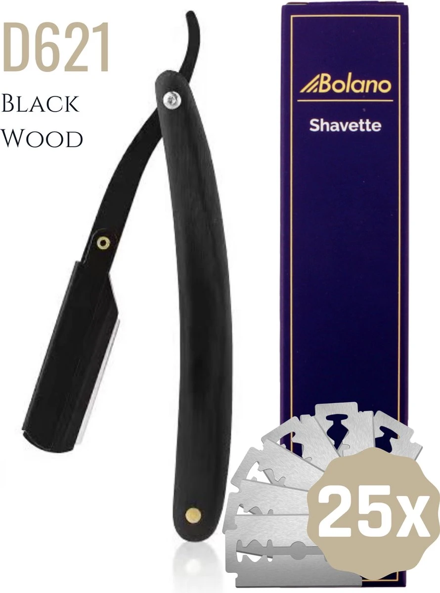 Bolano® Premium Shavette Open Scheermes Black Wood + 50 Single Edge Scheermesjes - Klassiek Barbiersmes Straight Razor Voor Mannen - Cut Throat Razor Nekmes - Klassiek Klap Scheermes - Safety Razor Feather Mes 3 Bolano® Premium Shavette Open Scheermes Black Wood + 50 Single Edge Scheermesjes - Klassiek Barbiersmes Straight Razor Voor Mannen - Cut Throat Razor Nekmes - Klassiek Klap Scheermes - Safety Razor Feather Mes