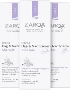 3x Zarqa Dag- En Nachtcreme Clear Skin 75 Ml