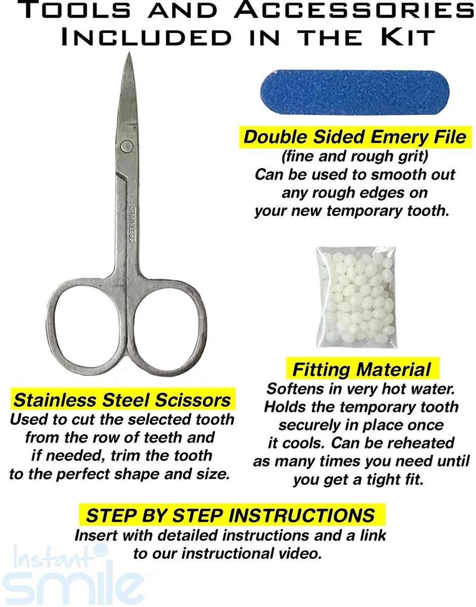 Tand Afgebroken Reparatie Kit InstantSmile Gebit (goedkope Kunstgebit) - Multi Shade 9 Tand Afgebroken Reparatie Kit InstantSmile Gebit (goedkope Kunstgebit) - Multi Shade - Afbeelding 7