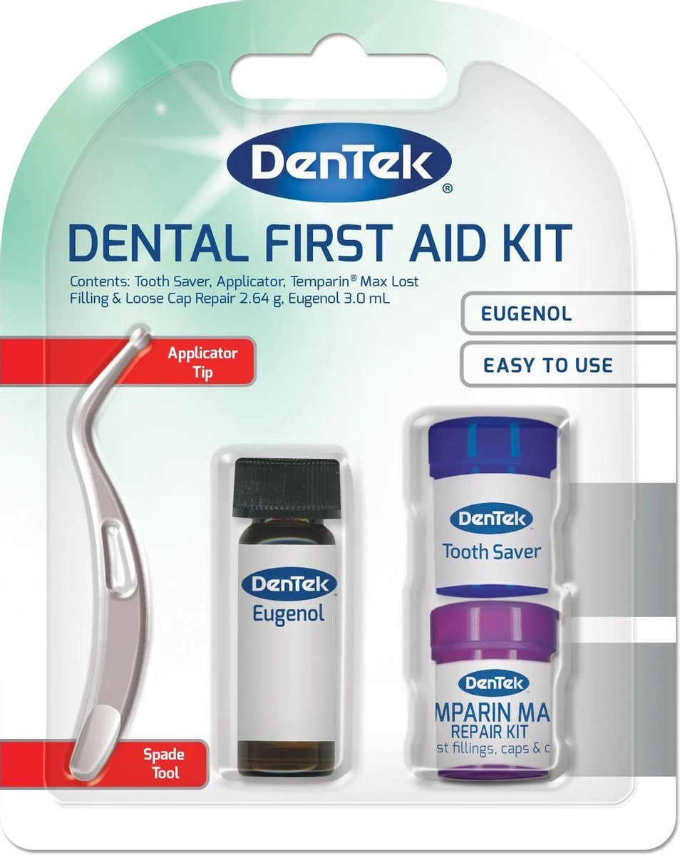 Dentek Gebits EHBO Kit. Met Noodvulling, Tandbewaarbox En Anti- Kiespijn Vloeistof. Ook Voor Verloren Kronen, Vullingen, Kiespijn En Gaatjes 3 Dentek Gebits EHBO Kit. Met Noodvulling, Tandbewaarbox En Anti- Kiespijn Vloeistof. Ook Voor Verloren Kronen, Vullingen, Kiespijn En Gaatjes