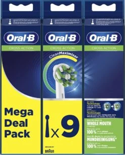 Oral B Oral-B CrossAction Opzetborstel Met CleanMaximiser-technologie, Verpakking Van 9 Stuks -Gillette Winkel 966x1200 1